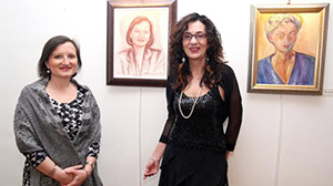 Marina with Mrs. Mirjana Sesum Curcic and her portrait, Vernissage, 05.03.14